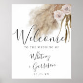 Boho Pampas Grass Botanical Weddenschap Welkomstte Poster (Voorkant)
