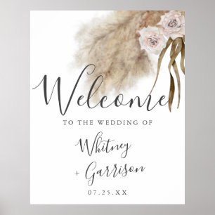 Boho Pampas Grass Botanical Weddenschap Welkomstte Poster