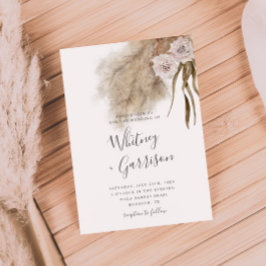 Boho Pampas Grass Botanical Wedding Kaart