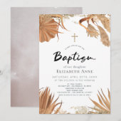Boho Pampas Grass Botanische Baptisme Kaart (Voorkant / Achterkant)