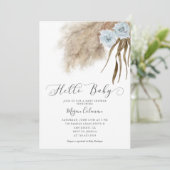 Boho Pampas Grass Boy Baby shower Kaart (Staand voorkant)