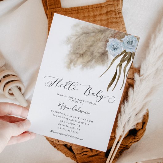 Boho Pampas Grass Boy Baby shower Kaart