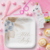 Boho Pampas Grass Boy Baby shower Paper Borden Papieren Bordje (Feest)