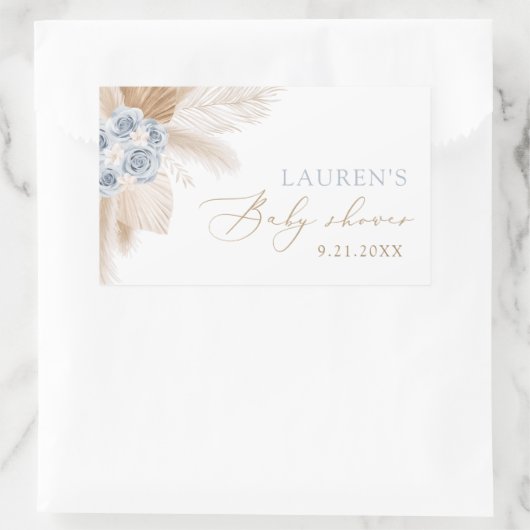 Boho Pampas Grass Boy Baby shower Rechthoekige Sticker (Tas)