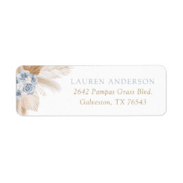 Boho Pampas Grass Boy Baby shower Return Address Etiket