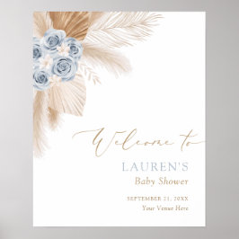 Boho Pampas Grass Boy Baby shower Welkomstteken Poster
