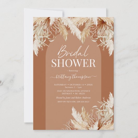 Boho Pampas Grass Bridal Shower Kaart (Voorkant)