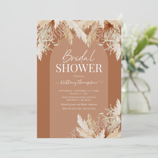 Boho Pampas Grass Bridal Shower Kaart (Staand voorkant)