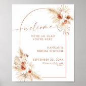 Boho Pampas Grass Bridal Shower Welcome Poster (Voorkant)