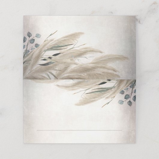 Boho Pampas Grass Bruiloft Plaatskaartje (Buitenkant ongevouwen)