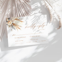 Boho Pampas Grass Bruiloft RSVP Behuizing Kaart