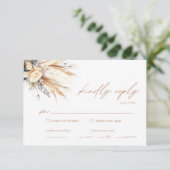 Boho Pampas Grass Bruiloft RSVP Behuizing Kaart (Staand voorkant)