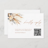 Boho Pampas Grass Bruiloft RSVP QR Code Kaart (Voorkant / Achterkant)