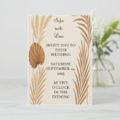 Boho Pampas Grass bruiloft uitnodiging | minimalis (Staand voorkant)