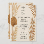 Boho Pampas Grass bruiloft uitnodiging | minimalis (Voorkant / Achterkant)