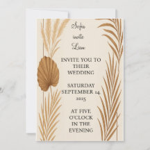 Boho Pampas Grass bruiloft uitnodiging | minimalis
