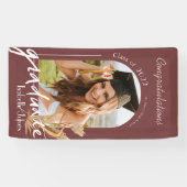 Boho Pampas Grass Burgundy Photo Afstuderen Banner (Horizontaal)