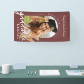 Boho Pampas Grass Burgundy Photo Afstuderen Banner (Beurs)