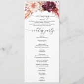 Boho Pampas Grass Burgundy Wedding Programme Programmakaart (Achterkant)