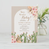 Boho Pampas Grass Cactus Taco ‘Bout A Baby Kaart (Staand voorkant)