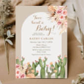 Boho Pampas Grass Cactus Taco ‘Bout A Baby Kaart