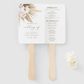 Boho Pampas Grass & Calligraphy Wedding Programme Handwaaier (Voorkant en achterkant)