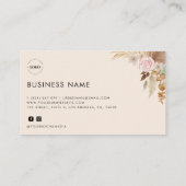 Boho Pampas Grass Chic Heart Custom Logo Business Klantenkaartje (Achterkant)