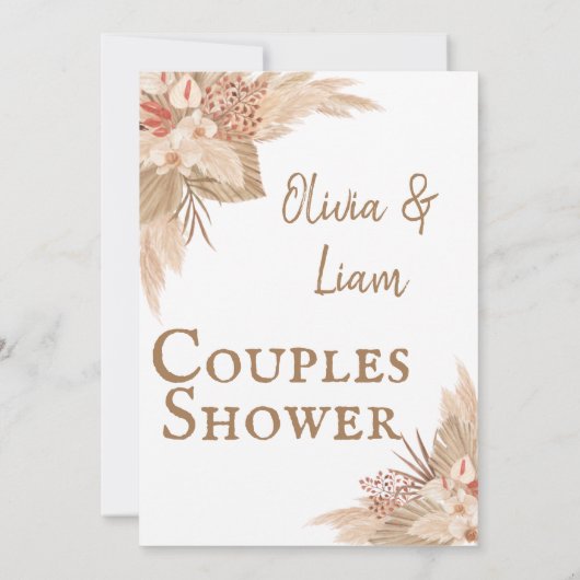 Boho Pampas Grass Couples Shower Kaart (Achterkant)