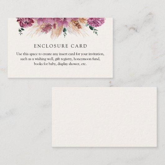 Boho Pampas Grass Custom Enclosure Kaart (Voorkant / Achterkant)