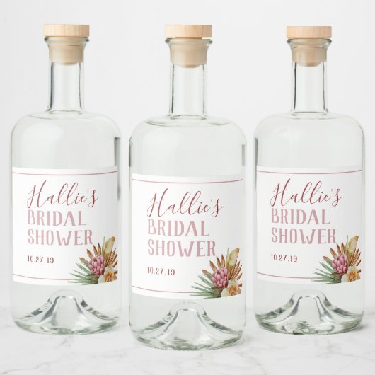 Boho Pampas Grass Custom Likeurfles Etiket (Flessen)