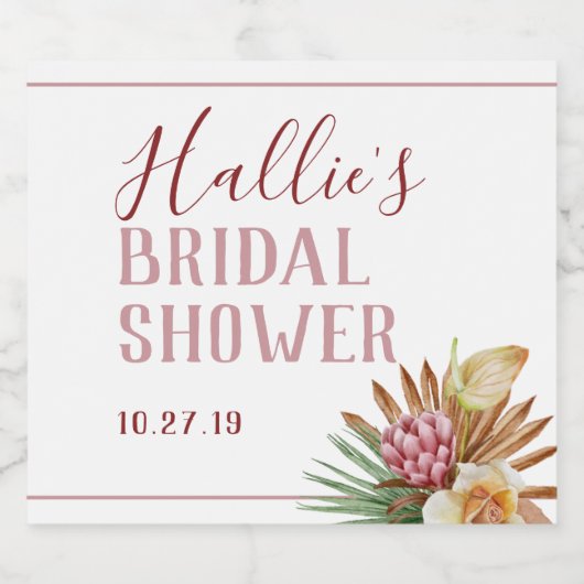 Boho Pampas Grass Custom Likeurfles Etiket (Enkel label)