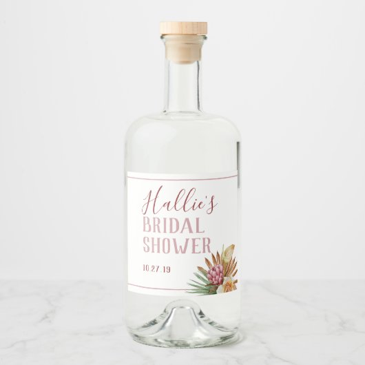 Boho Pampas Grass Custom Likeurfles Etiket (Voorkant)