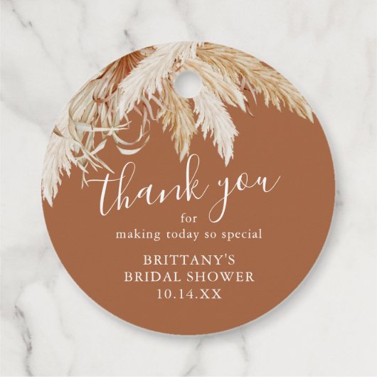 Boho Pampas Grass Dank je Bedankjes Labels (Achterkant)