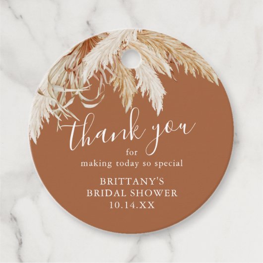 Boho Pampas Grass Dank je Bedankjes Labels (Voorkant)