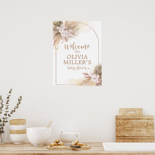 Boho Pampas Grass Desert Baby shower Welkom Poster (Keuken)