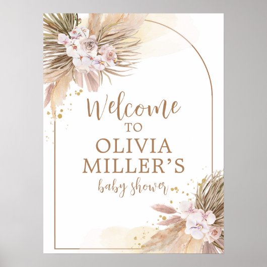 Boho Pampas Grass Desert Baby shower Welkom Poster (Voorkant)
