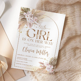 Boho Pampas Grass Desert Girl Baby shower Kaart