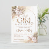 Boho Pampas Grass Desert Girl Baby shower Kaart (Staand voorkant)