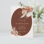 Boho Pampas Grass Details Card – Neutral Event Informatiekaartje (Staand voorkant)