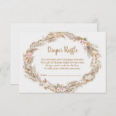 Boho Pampas Grass Diaper Raffle Card | Dusty Rose Informatiekaartje (Voorkant / Achterkant)