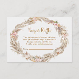 Boho Pampas Grass Diaper Raffle Card | Dusty Rose Informatiekaartje