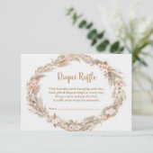 Boho Pampas Grass Diaper Raffle Card | Dusty Rose Informatiekaartje (Staand voorkant)