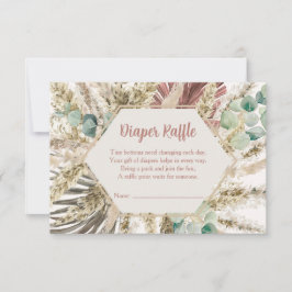  Boho Pampas Grass Diaper Raffle Card | Neutral Bedankkaart