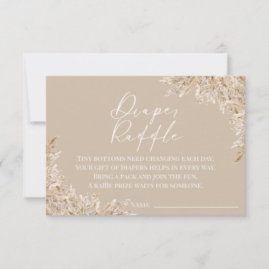 Boho Pampas Grass Diaper Raffle Card | Neutral Bedankkaart (Voorkant)