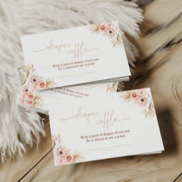 Boho Pampas Grass Diaper Raffle Kaart