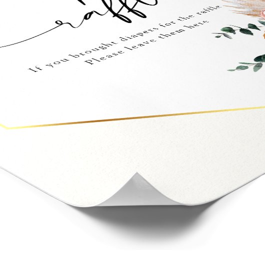 Boho Pampas Grass Dried Bouquet Diaper Raffle Post Poster (Hoek)