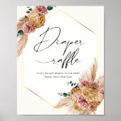 Boho Pampas Grass Dried Bouquet Diaper Raffle Post Poster (Voorkant)