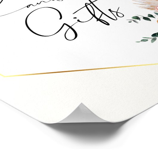 Boho Pampas Grass Dried Bouquet Kaarten en Gifts P Poster (Hoek)