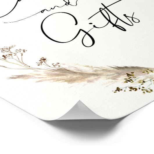 Boho Pampas Grass Dried Bouquet Kaarten en Gifts Poster (Hoek)