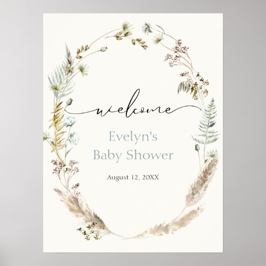 Boho Pampas Grass Dried Bouquet Welcome Poster (Voorkant)